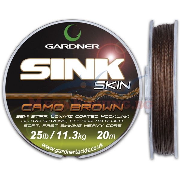 Влакно за поводи Gardner Sink Skin Brown 25lb