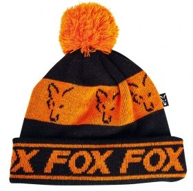 Зимна Шапка FOX Black & Orange Lined Bobble